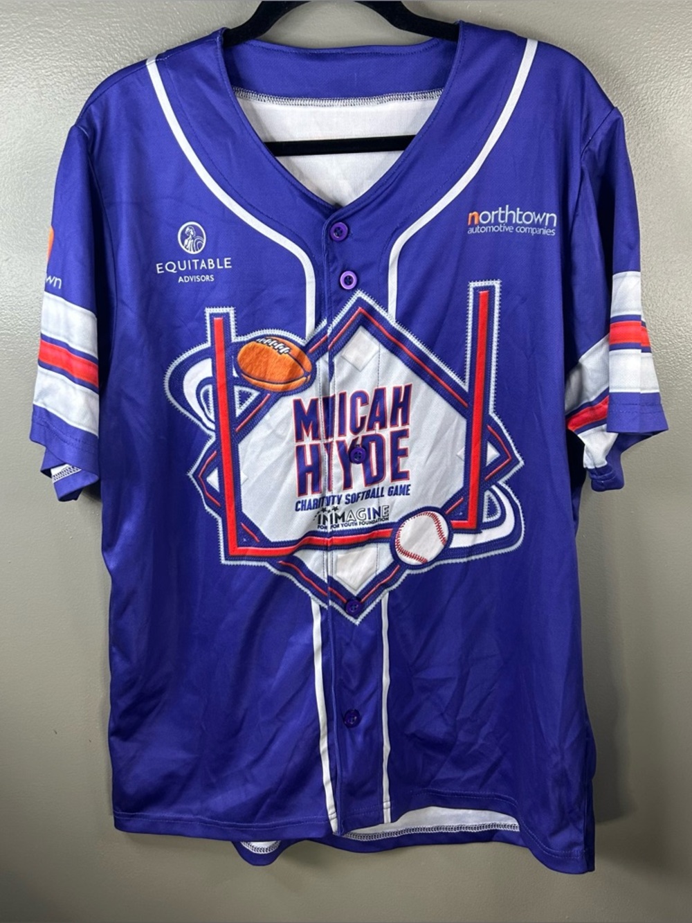 Buffalo Bills Micah Hyde Softball Game Blue Jersey 26 Shirts Size Medium